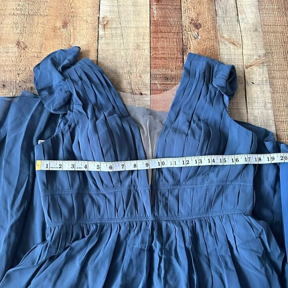 Revelry Cora chiffon maxi dress with flutter sleeves in romantic blue 9998-P -12 - Picture 4 of 9